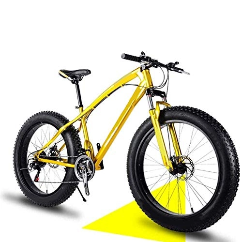 Fat Tyre Mountain Bike : Mountain bike da 24 pollici, bicicletta con doppio freno a disco, bici da montagna con pneumatici grassi con telaio in acciaio ad alto tenore di carbonio, bici antiscivolo ( Color : Yellow )