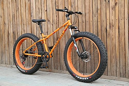 Fat Tyre Mountain Bike : Mountain Bike Da 26 ", Bici Da Montagna Per Adulti Con Pneumatici Ispessiti, Telaio In Acciaio Ad Alto Tenore Di Carbonio, Doppia Sospensione Completa, Doppio Freno A Disco-orange