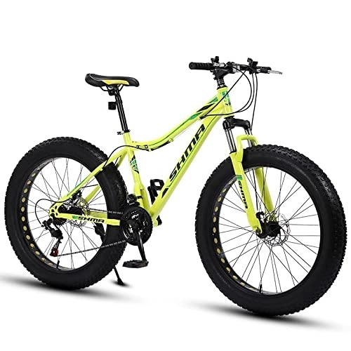 Fat Tyre Mountain Bike : Mountain bike da 26", bici da neve, bici da strada, pneumatici grassi per adulti, bicicletta a 21 velocità, telaio in acciaio ad alto tenore di carbonio, doppio freno a disco (giallo)