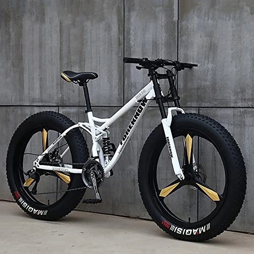 Fat Tyre Mountain Bike : Mountain Bike da 26 Pollici 27 velocità, Hardtail Bike con Pneumatici Grassi da 4.0 Pollici, Telaio A Doppia Sospensione e Forcella Ammortizzata, Bicicletta da Montagna