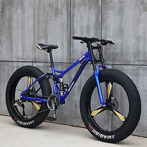Fat Tyre Mountain Bike : Mountain bike da 26 pollici, bici da trail per mountain bike per adulti, bicicletta da 27 velocità, telaio in acciaio ad alto tenore di carbonio, sospensione completa, freno a dopp