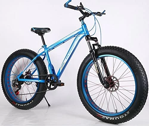 Fat Tyre Mountain Bike : Mountain bike da 66 cm, mountain bike da uomo con telaio in alluminio, per adulti Fat Tire Mountain Trail Bike - doppio freno a disco (blu)