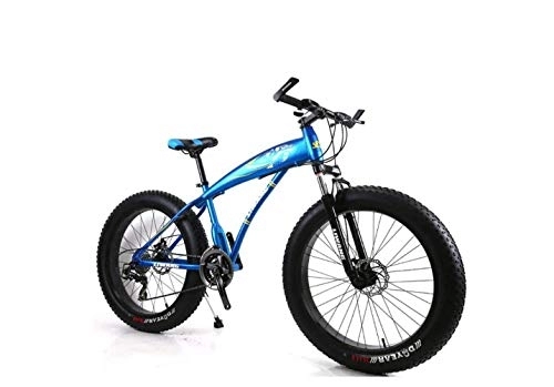 Fat Tyre Mountain Bike : Mountain Bike, Mountain Bike Mountain Bike da uomo 7 / 21 / 24 / 27 velocità, 26 pollici Pedali bici da strada per pneumatici Fat Road con freni a disco e forcella ammortizzata, blu, 7 v