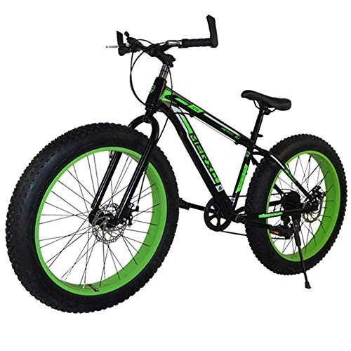 Fat Tyre Mountain Bike : Mountain bike, telaio in acciaio ad alto tenore di carbonio, mountain bike da 4.0 pneumatici, bicicletta a 7 velocità con freno a doppio disco, bicicletta da motoslitta da spiaggia, 26 pollici
