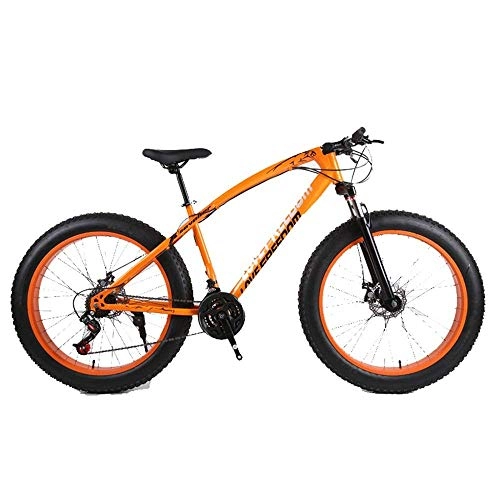 Fat Tyre Mountain Bike : MOZUSA. Sport all'Aria Aperta Fat Bike Cross Country Mountain Bike 26 Pollici Spiaggia Neve 24 velocità Montagna 4, 0 Grandi Pneumatici Adulti di Guida all'aperto (Color : Orange)