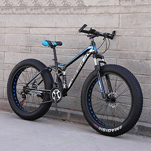 Fat Tyre Mountain Bike : MTB Per Adulti Fat Bike, RNNTK Adulto Mountain Bike Fuoristrada Doppia Sospensione Una Varietà Di Colori Freni A Doppio Disco Pneumatici grassi.Bici C -7 Velocità -24 Pollici