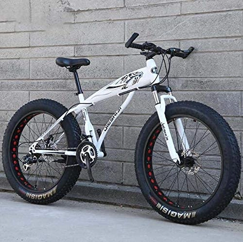 Fat Tyre Mountain Bike : N&I Bicycle Fat Tire Mountain Bike Bicycle for Men Women Hardtail MBT Bike High-Carbon Steel Frame And Shock-Absorbing Front Fork Dual Disc Brake A 26 inch 24 Speed E 24 inch 7 Speed