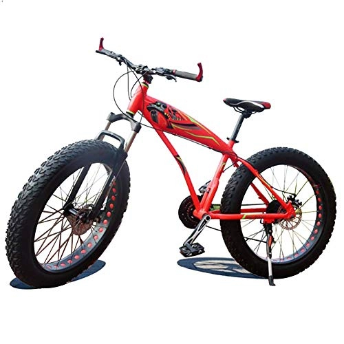 Fat Tyre Mountain Bike : Oanzryybz Alta qualità 4, 0 Pneumatico Largo Spessore Ruota Mountain Bike, Snowmobile ATV off-Road Biciclette, 24 pollici-7 / 21 / 24 / 27 / 30 velocità (Color : Red, Size : 24)