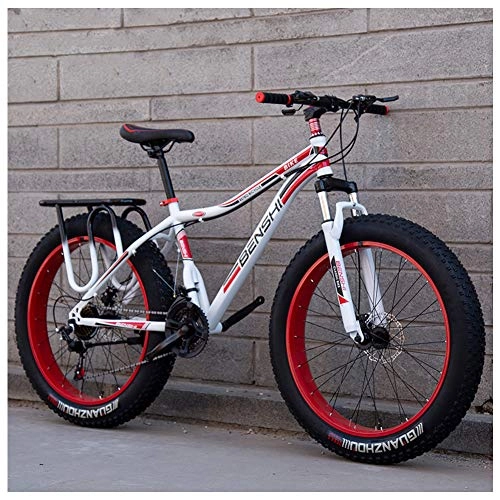Fat Tyre Mountain Bike : QMMD Adulti Mountain Bike 26 Pollici, 7-21-24-27- velocità Biciclette Grande Pneumatico, Telaio in Acciaio ad Alto Tenore di Carbonio, Mountain Biciclette, J Spokes, 21 Speed