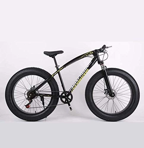 Fat Tyre Mountain Bike : QZ Fat Tire Adulti Mountain Bike, ad Alta Acciaio al Carbonio Telaio Cruiser Bikes, Spiaggia motoslitta Biciclette, Doppio Freno a Disco 26 Pollici Ruote (Color : Black, Size : 27 Speed)