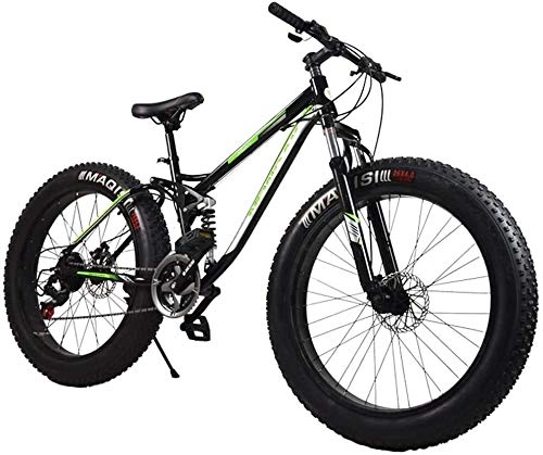 Fat Tyre Mountain Bike : QZ Fat Tire Mountain Bike for Adulti, Spiaggia Neve Bike, Doppio Freno a Disco Cruiser Biciclette, Mountain Bike Mens 26 Pollici Ruote (Color : Black)