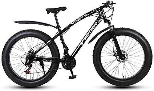 Fat Tyre Mountain Bike : QZ Mens Adulti Fat Tire Mountain Bike, Biciclette variabile velocità Neve, Doppio Freno a Disco Esterna Bicicletta, 26 Pollici Ruote Cruiser Biciclette (Color : Black, Size : 21 Speed)