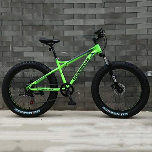 Fat Tyre Mountain Bike : Snow Mountain Bike, 4, 0 Spesso Oversize Gomma della Bicicletta di Doppio Assorbimento di Scossa Pneumatico Largo Mountain Bike (Color : Green, Size : 24inch)