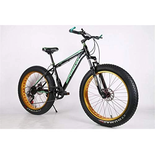 Fat Tyre Mountain Bike : Snow Mountain Bike, in Lega di Alluminio 26 Pollici 4.0 Spesso Oversize Pneumatici Doppio Biciclette Assorbimento di Scossa (Color : Dark Green)