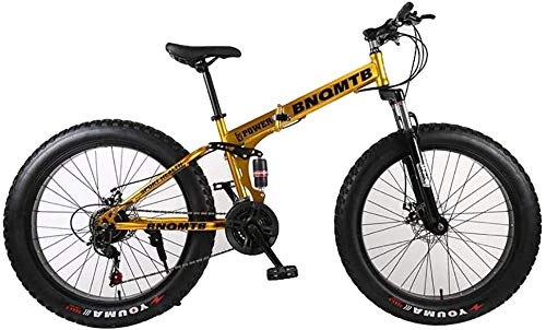 Fat Tyre Mountain Bike : Syxfckc Fat Mountain Bike Pneumatici 27 velocità Adulto 26 Pollici (Acciaio al Carbonio e F / R del Freno) (Color : Gold)