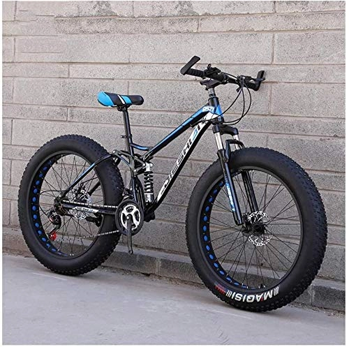 Fat Tyre Mountain Bike : SZZ0306 Outdoor Sports Commuter City Road Bike Mountain Adult Mountain Bikes Fat Tire Double Disc Brake Hardtail Mountain Big Wheels Bicycle High-Carbon Steel Frame New Blue 26 inch 27 Speed ​​Blu