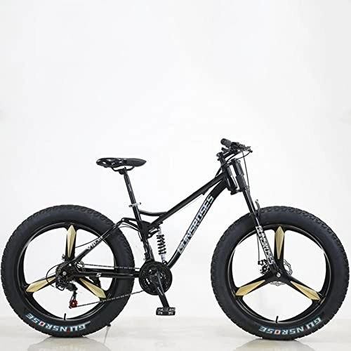 Fat Tyre Mountain Bike : TAURU 26 pollici Highway Bicicletta SnowBike Mountain Bike Dual Disc Brake Bike per uomo donna adulto bicicletta telaio del veicolo in acciaio al carbonio (24 velocità, nero)