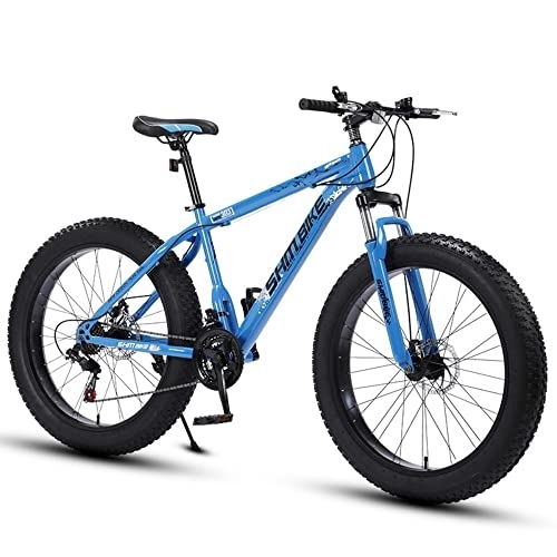 Fat Tyre Mountain Bike : TAURU 26 pollici Mountain Bike 21 velocità bici da strada bici da neve per uomo donna doppio freno a disco / telaio rigido in acciaio al carbonio (blu)