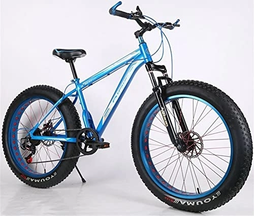 Fat Tyre Mountain Bike : TAURU Mountain bike da 66 pollici, mountain bike da uomo con telaio in alluminio, bicicletta a velocità variabile, doppio freno a disco / telaio rigido (blu)