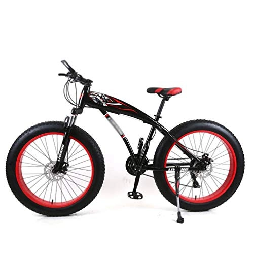 Fat Tyre Mountain Bike : Tbagem-Yjr Mountain Bike, 21 / 07 / 24 / 27 velocità 24 Pollici Assorbimento degli Urti Bici da Strada Sport for Il Tempo Libero (Color : Black Red, Size : 24 Speed)