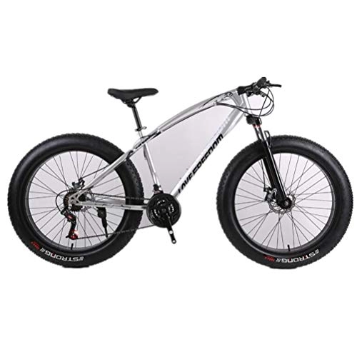 Fat Tyre Mountain Bike : Tbagem-Yjr Mountain Bike, Ruote da 26 Pollici Freno A Doppio Disco Pneumatico Largo della Città Strada della Bicicletta (Color : Silver, Size : 21 Speed)