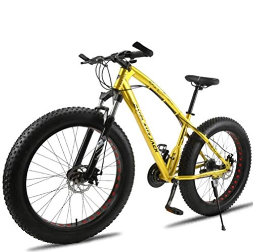 Fat Tyre Mountain Bike : Tbagem-Yjr Snow Mountain Bike, Ruote da 26 Pollici Fuori Strada Bicicletta Freno A Doppio Disco Pneumatico Largo (Color : Yellow, Size : 27 Speed)