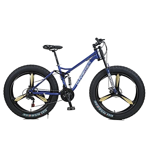 Fat Tyre Mountain Bike : WANYE Fat Tire Bike per Uomo, Mountain Bike da 26 Pollici a 7 velocità, Bicicletta da Montagna da Spiaggia con Pneumatici Larghi da 4 Pollici Blue-3 Spoke Wheel