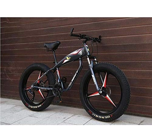 Fat Tyre Mountain Bike : WJSW Biciclett26 Pollici mountabike Adulti, Bici MBT Hardtail con Pneumatici Grassi, Telaio Acciaio Carbonio, Freno Doppio Disco