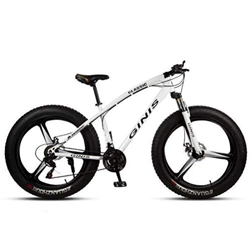 Fat Tyre Mountain Bike : WJSW Sport Tempo Libero Materiale Sintetico Bicicletta per Adulti Nero - Mountain Bike off-Road Mens MTB (Colore: Bianco, Dimensioni: 27 velocità)