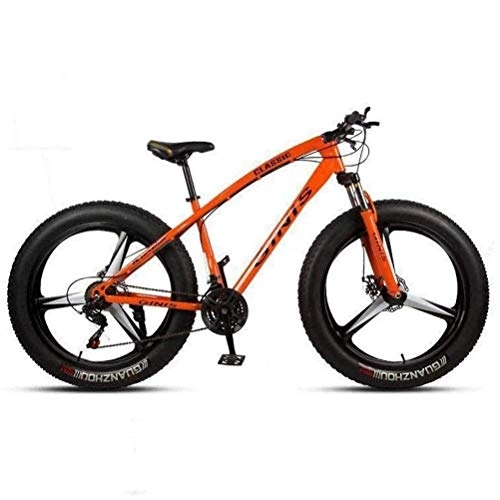 Fat Tyre Mountain Bike : WJSW Telaio in Acciaio da 26 Pollici per Mountain Bike - Doppi Freni a Disco Mountain Bike Sport per Il Tempo Libero per Adulti (Colore: Arancione, Dimensioni: 21 velocità)