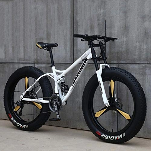 Fat Tyre Mountain Bike : WND Fat Bicycle da 26 Pollici   Speed ​​Mountain Bike per Adulti, Bianco, 21 velocità