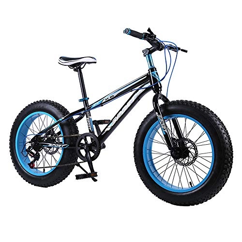 Fat Tyre Mountain Bike : WYX 7Speed ​​Mountain Bike 20 × 15In Fat Tire Moto Ammortizzatori Biciclette Neve Anteriore della Bici E L'ammortizzatore Posteriore Biciclette Assorbimento, a, 20"×7speed