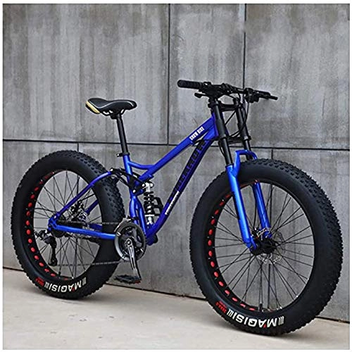Fat Tyre Mountain Bike : XHJZ Montagna Triciclo per Adulti, Fat Tire Mens Mountain Bike, da 26 Pollici / -High Tensile Steel Frame, Il 21 / 24 / 27-velocità, da 26 Pollici Ruote, Blu, 27 Speed