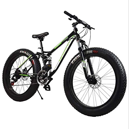 Fat Tyre Mountain Bike : XIAOFEI Mountain Bike / Bicicletta Mountain Bike Discesa / Bike Buona qualità, Telaio in Lega Alluminio 21 velocità 26"* 4.0 Pneumatico Grasso Mountain Bike Fat Bike, Verde, 26