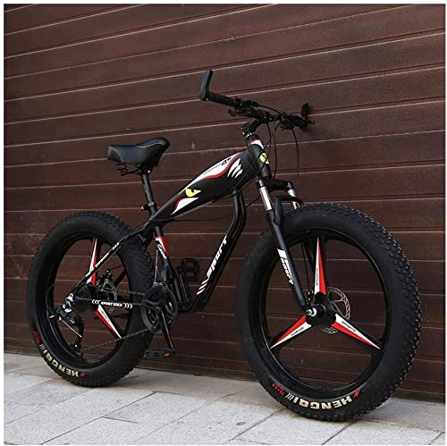 Fat Tyre Mountain Bike : XinQing Mountain Bike da 26 Pollici, Mountain Bike Hardtail per Pneumatici Grassi, Bicicletta da Donna da Uomo con Telaio in Alluminio con Sospensione Anteriore, Nero, Raggio a 24 velocità