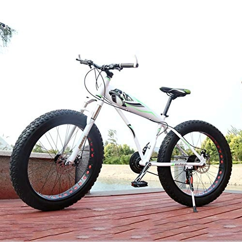 Fat Tyre Mountain Bike : XNEQ 26 inch-7 / 21 / 24 / 27 / 30 velocità, 4, 0 Pneumatico Largo Spessore Ruota Mountain Bike, Snowmobile ATV off-Road Bicicletta, Bianca, 30