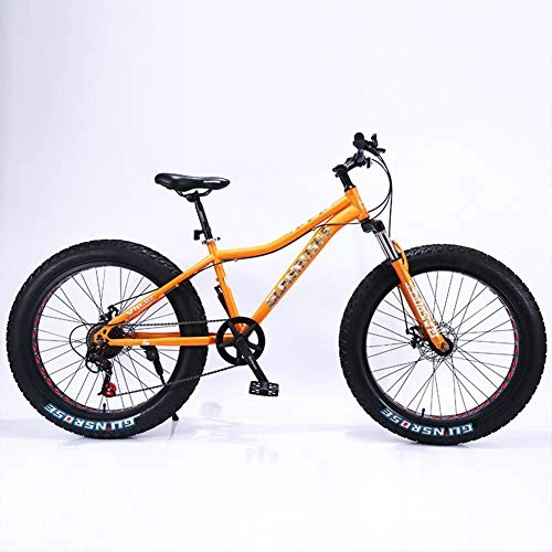 Fat Tyre Mountain Bike : XNEQ Motoslitta da 26 Pollici con Pneumatici Grassi 4.0, Mountain Bike A velocità Variabile, 7 / 21 / 24 / 27 / 30 velocità, per Uomo, Donna, Studente, Arancia, 7
