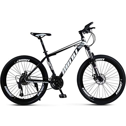 Fat Tyre Mountain Bike : YGTMV, mountain bike per adulti, 40 coltelli in acciaio al carbonio ad alto assorbimento degli urti, bici da esterni, 21 / 24 / 27 / 30 velocità, freni a disco Fat Bike da 26 pollici, nero, 24 velocità