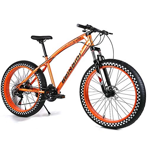 Fat Tyre Mountain Bike : YOUSR Freno a Disco per Mountain Bike per Bambini Fat Bike 27, 5 Pollici per Uomo e Donna Orange 26 inch 21 Speed