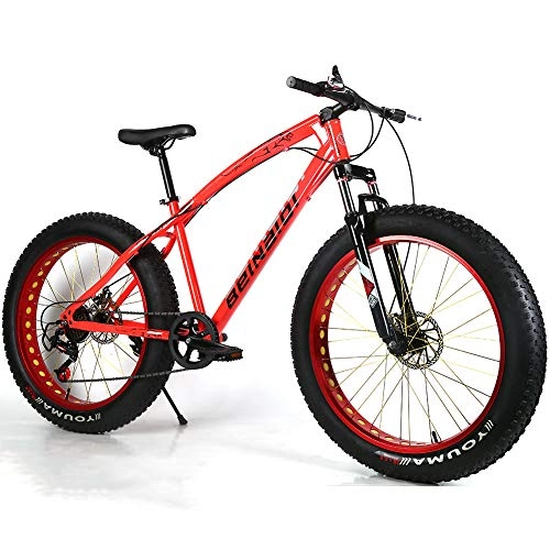 Fat Tyre Mountain Bike : YOUSR Mountain Biciclette Dual Disc Brake Bicicletta da Uomo Pieghevole per Uomo e Donna Red 26 inch 21 Speed