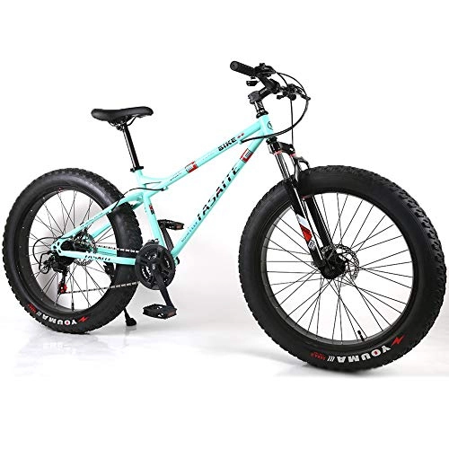 Fat Tyre Mountain Bike : YOUSR Mountain Bike Full Suspension Bicicletta da Uomo Freno a Disco Unisex Green 26 inch 27 Speed