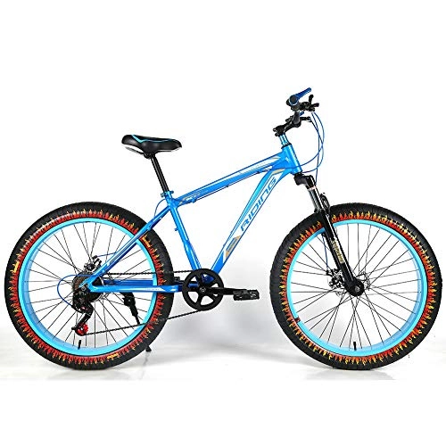 Fat Tyre Mountain Bike : YOUSR Sospensione Forcella Hardtail MTB Fat Bike con Sospensione Completa per Uomo e Donna Blue 26 inch 30 Speed