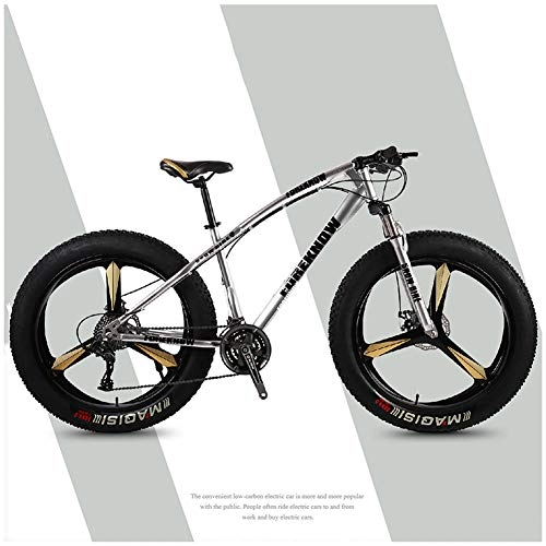 Fat Tyre Mountain Bike : YXYLD Bicicletta Fat Bike 26'', con Hard Tail Doppio Freno a Disco, Bicicletta con Telaio in Acciaio al Carbonio, con 7 / 21 / 24 / 27 velocità, per Uomini e Donne Adulti Bicicletta