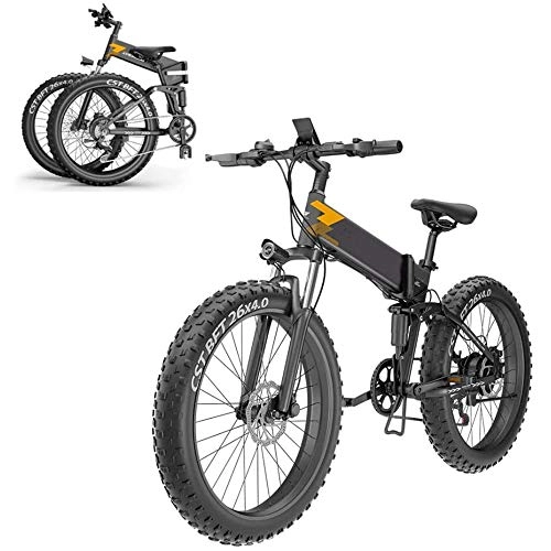 Mountain bike elettrica pieghevoles : 26''Folding Bici Elettrica per Adulti, Bicicletta Elettrica / Commute Ebike Fat Tire E-Bike con Motore 400W, Freni 48V 10Ah della Batteria al Litio della Batteria A Disco Idraulici