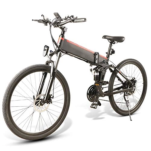 Mountain bike elettrica pieghevoles : Acryleny, bicicletta pieghevole da 26 pollici con display LCD da 500 W, 48 V, 10, 4 Ah, 30 km / h, batteria rimovibile per mountain bike elettrica
