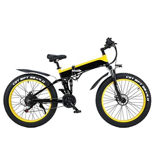 Mountain bike elettrica pieghevoles : Amantiy Mountain Bike elettrica, 500W / 1000W 26 'Eelectric Bike Pieghevole E Mountain Bike 48 V 13Ah Bicicletta elettrica Potente (Color : Yellow, Size : 500w)