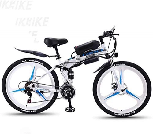 Mountain bike elettrica pieghevoles : Aoyo Intelligente Montagna-Bici, 26" Mountain Bike for Adulti, all Terrain Biciclette 27 velocità, 36V 30KM Chilometraggio Pure Batteria Rimovibile agli ioni di Litio, (Color : White Blue A2)