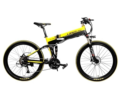 Mountain bike elettrica pieghevoles : Batteria elettrica per Mountain Bike 1000W 48V 10.4AH con Zoom Bicicletta elettrica per ciclomotore a Disco Meccanico in Lega di Alluminio