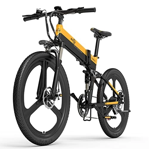 Mountain bike elettrica pieghevoles : Bezior Bici Elettrica X500 YTL da 26 Pollici Mountain Bike Elettrica per Adulti 48 V, Bicicletta Uomo Shimano 7 Velocità, Giallo