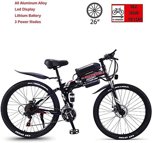 Mountain bike elettrica pieghevoles : Bici, Bicicletta Pieghevole elettrica, Mountain Bike elettrica, 26 Pollici da 26 velocità 21-Endurance Mountain Bike 36v350w, Display LEC (Dimensioni: 13Ah) (Size : 10AH)